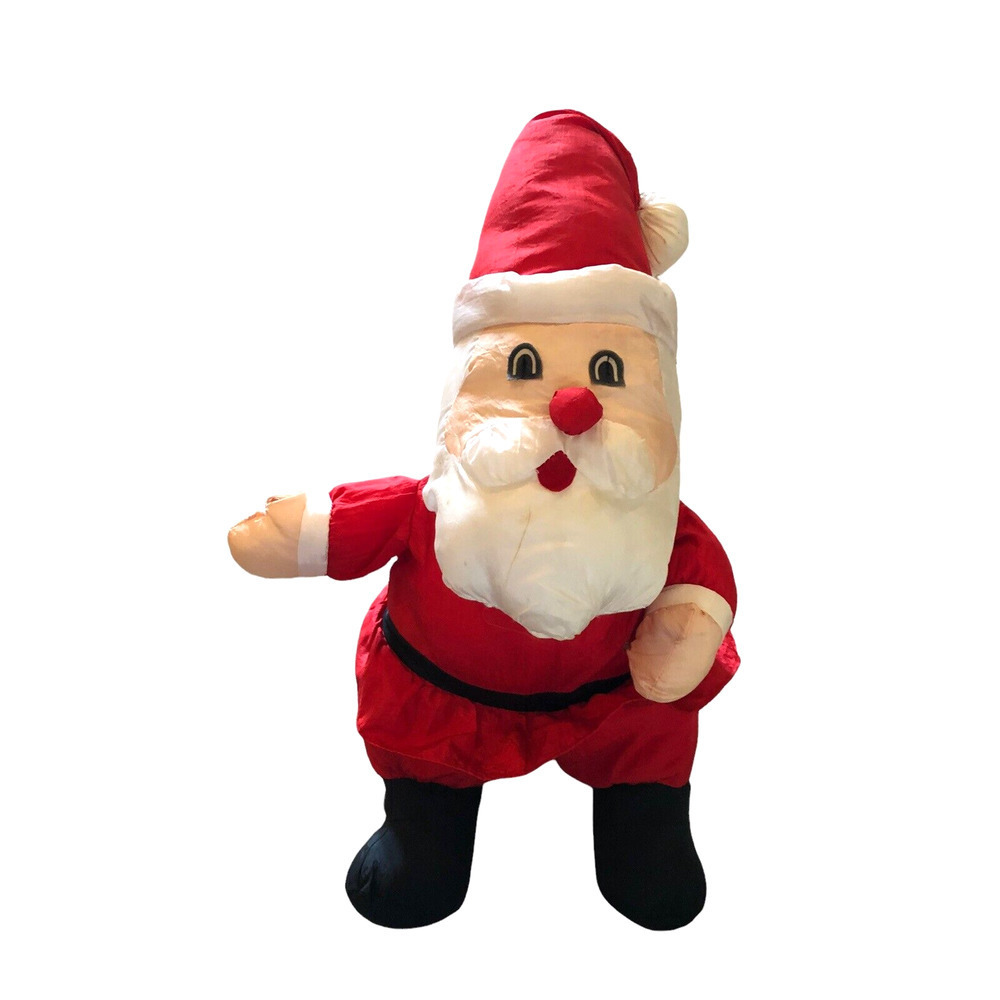 Vtg Santa Claus Puffy Plush Nylon Parachute Christmas International Silver 21"